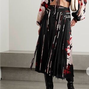 Farm Rio Black Peony Fringed Midi Skirt 
Size S